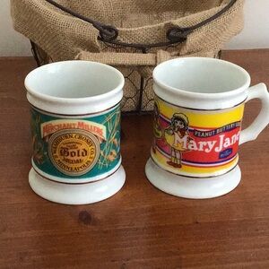 Vintage Franklin Porcelain Gold Medal Flour & Mary Jane Coffee Tea Mug Cups